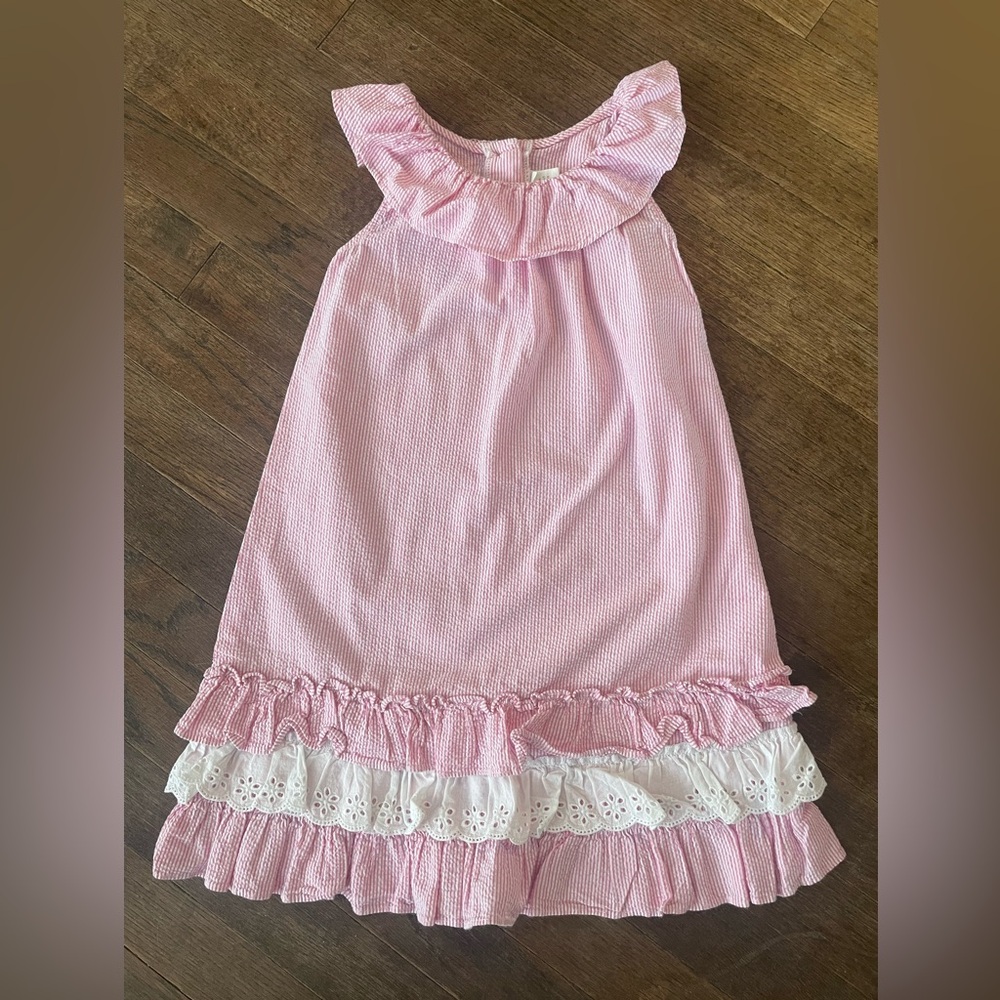 EC Boutique Girls Size 5 Pink Sleeveless  Sundress with Ruffled Tiers